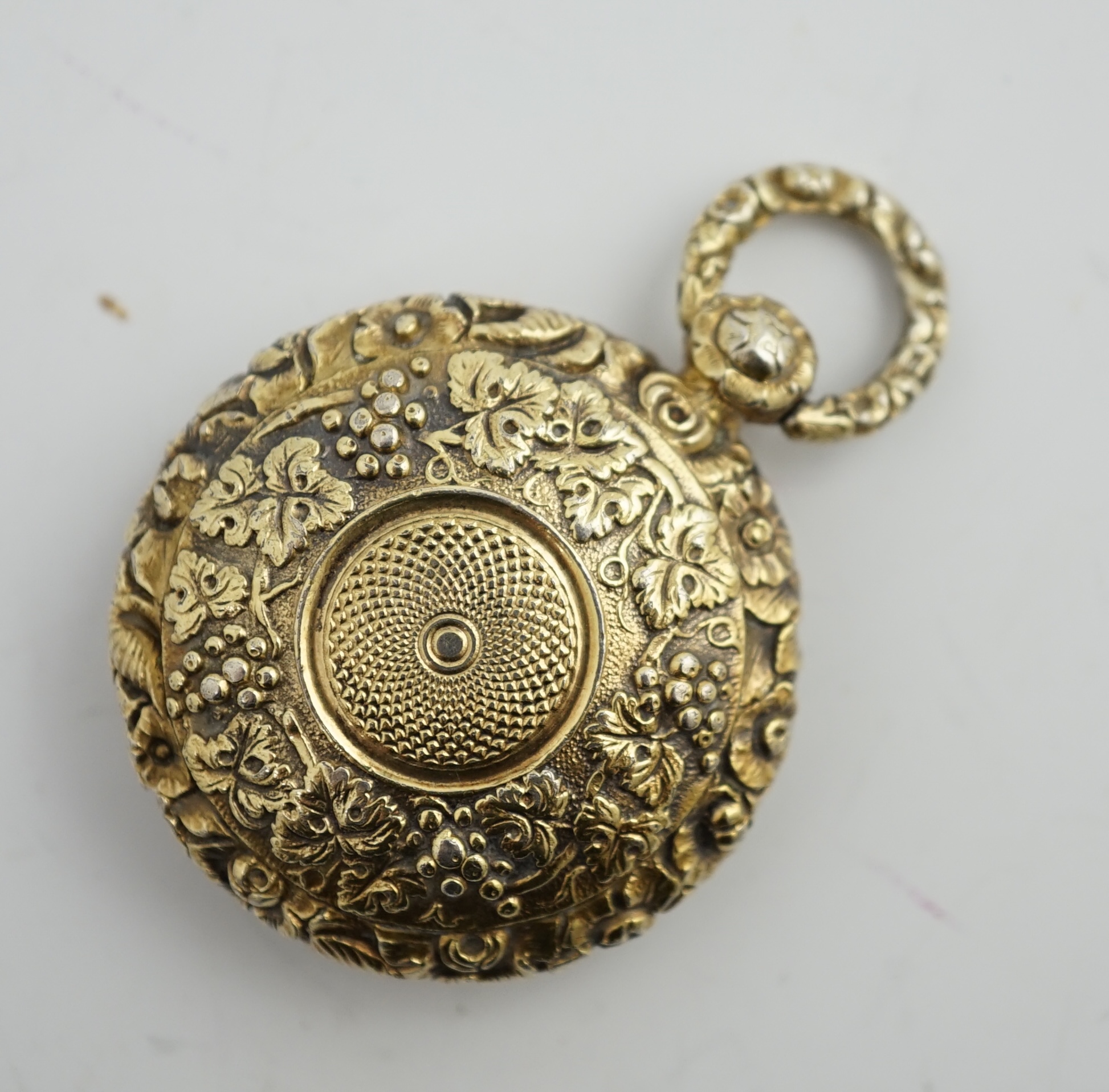 A late George III cast silver gilt novelty vinaigrette by Samuel Pemberton